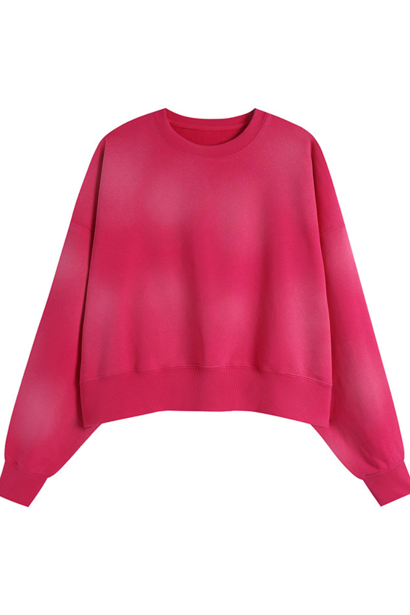 Women's Fall Vintage Gradient Cropped Crew Neck Sweatshirt