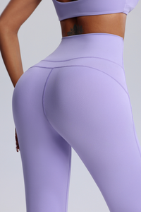 Women's Twisted Sports Bra & Cross-Waist Flare Pants Set