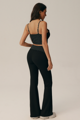 Women's Lace Polka Dot Cami & Fold Over Flared Pants Set