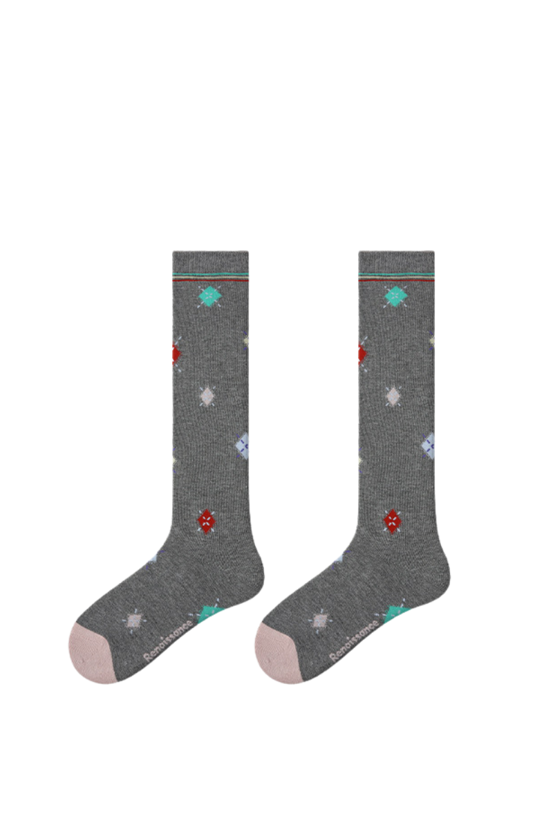 Women's Y2K Preppy Argyle Knee-High Warm Winter Socks