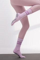 Women's Double-Stripe Crew Yoga Grip Full-Toe Socks