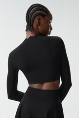 Women's Petal Cap Sleeve Long Sleeve Crop Top