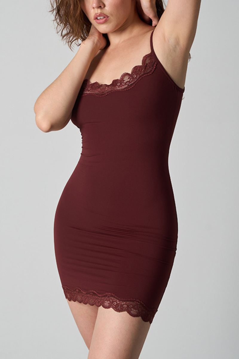 Women's Lace Shapewear Spaghetti Strap Mini Dress