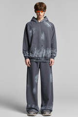 Men's Vintage Fall Set: Washed Hoodie & Wide-Leg Sweatpants