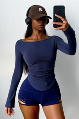 Women's Long Sleeve Boat Neck Yoga Top
