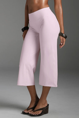 Women's Athletic Solid Yoga Casual Wide-Leg Capri Pants