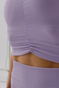 Women Eco-Friendly Drawstring Ribbed With Bra Padded Tight Back Yoga Fitness Sports Bra