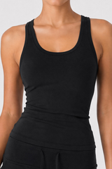 Women’s Scoop Neck Wide Strap Form-Fitting Yoga Tank Top