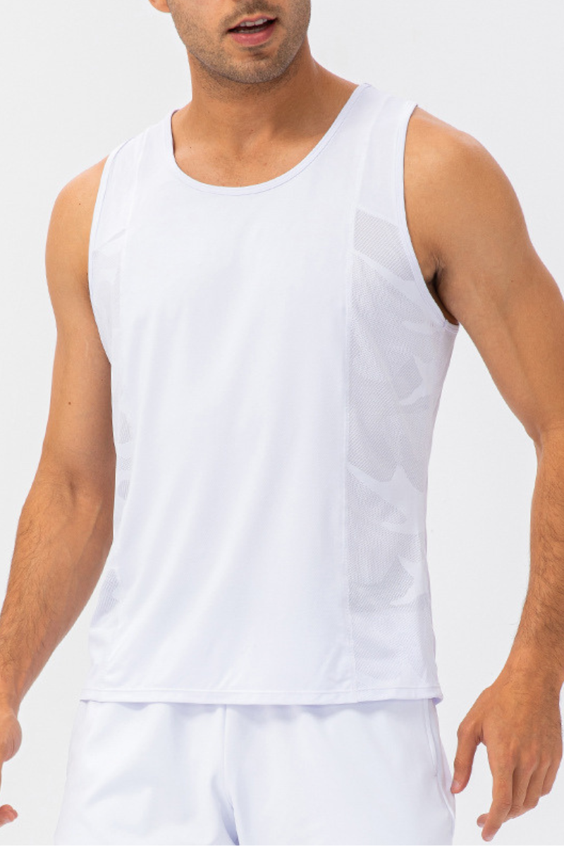 Men's Breathable Sleeveless Mesh Panel Athletic Tank Top