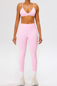 Women's Athletic Set:Triangle Cup Bra And High Waist Leggings