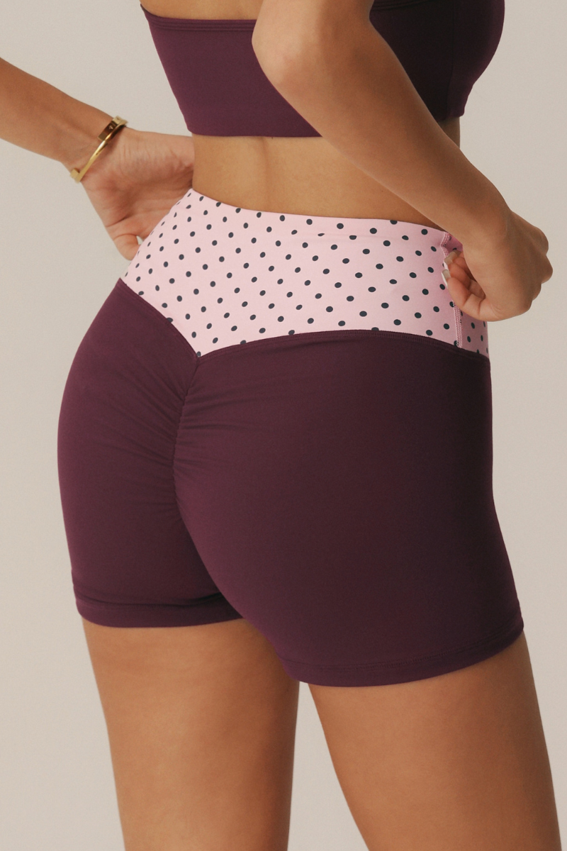 Women's Contrast Polka Dot Waistband High-Waisted Shorts