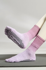 Women's Colorful Ombre Crew Yoga Grip Five-Toe Socks