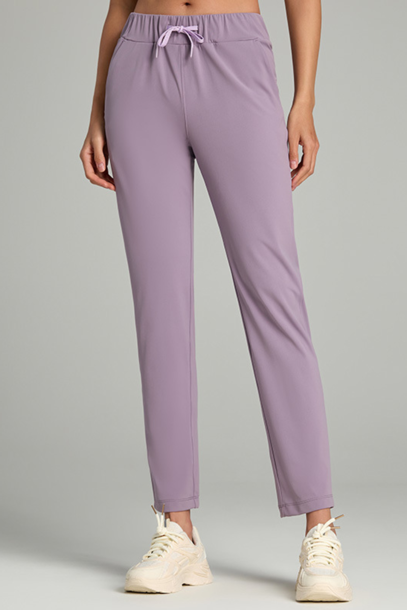 Women's Spring Solid Drawstring Sports Cropped Pants