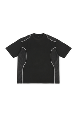 Men Summer Mesh Splice Contrast Stitch Oversized Cotton Tee