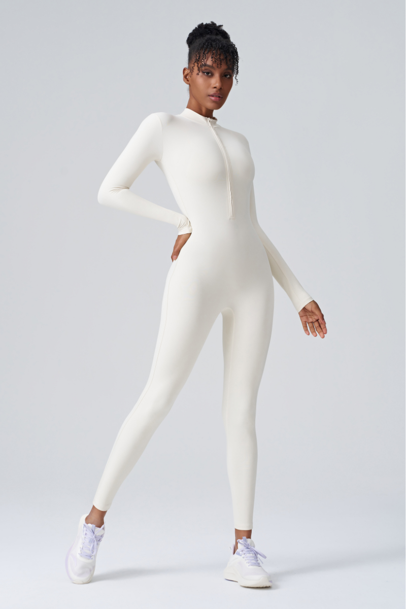 Women's Zip Slim Buttocks Lift Sculpting Longsleeve Jumpsuit