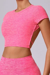 Women Cross Back Large Backless Removable Bra Pads Can Be Worn Outside Sports Fitness Yoga Short Sleeve