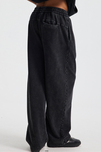 Wax-dyed, water-washable, distressed long pants
