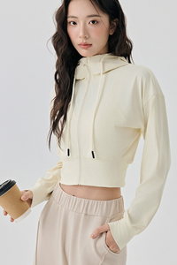 Short-sleeved hooded sports jacket.