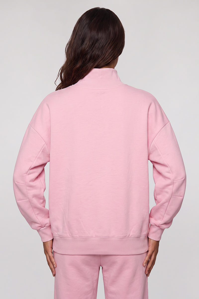 Women's Fall Solid Fleece Loose Mock Neck Sweatshirt