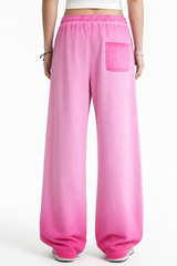 Unisex Fall 100% Cotton Washed Gradient Wide Leg Pants