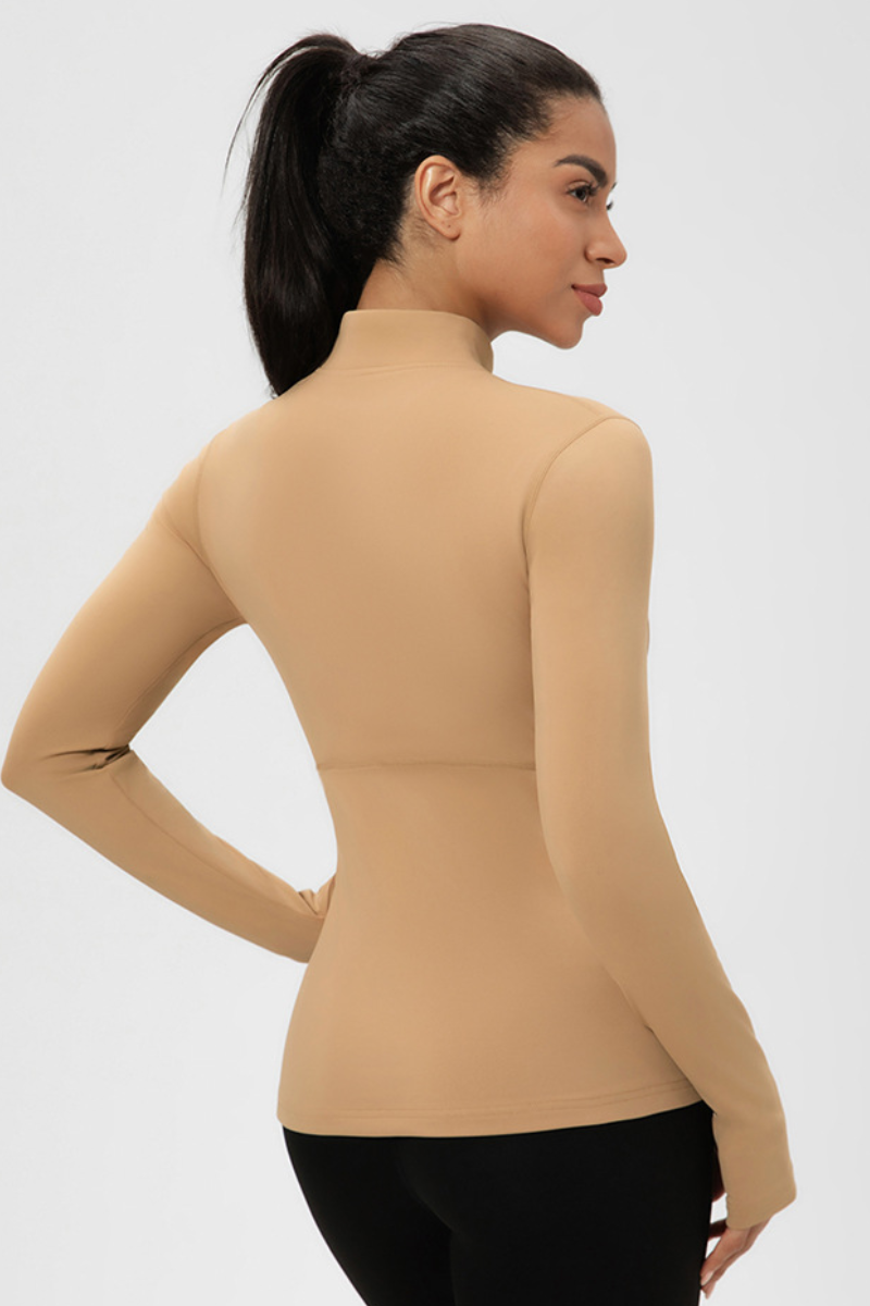 Women’s Stand-Collar Slim-Fit Fleece-Lined Athletic Jacket