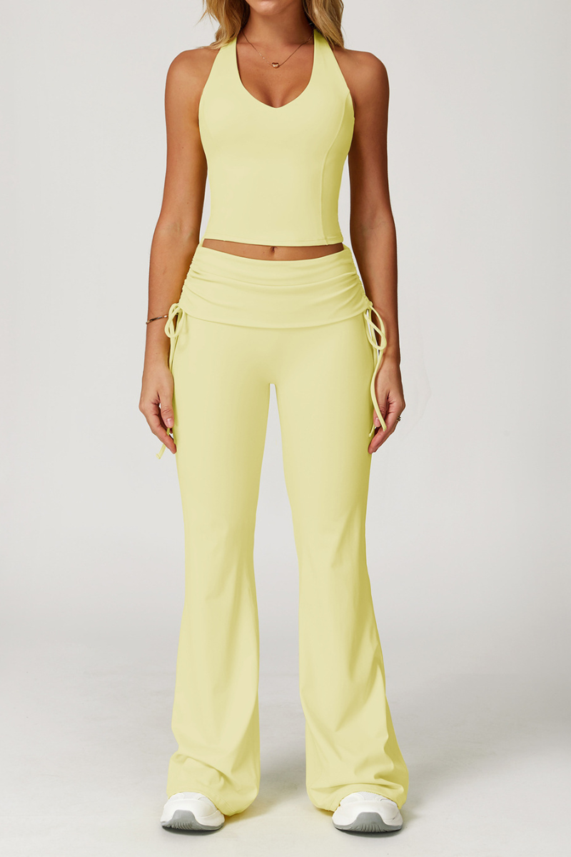 Women's Yoga Tank Top and Flared Pants Two-Piece Set