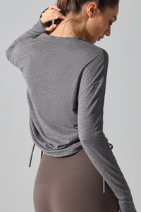 Women's Double Side Drawstring Thumb Hole Long Cover-Up