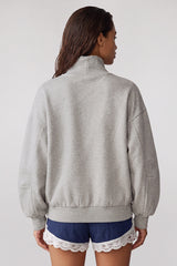 Women's Fall Solid Fleece Loose Mock Neck Sweatshirt