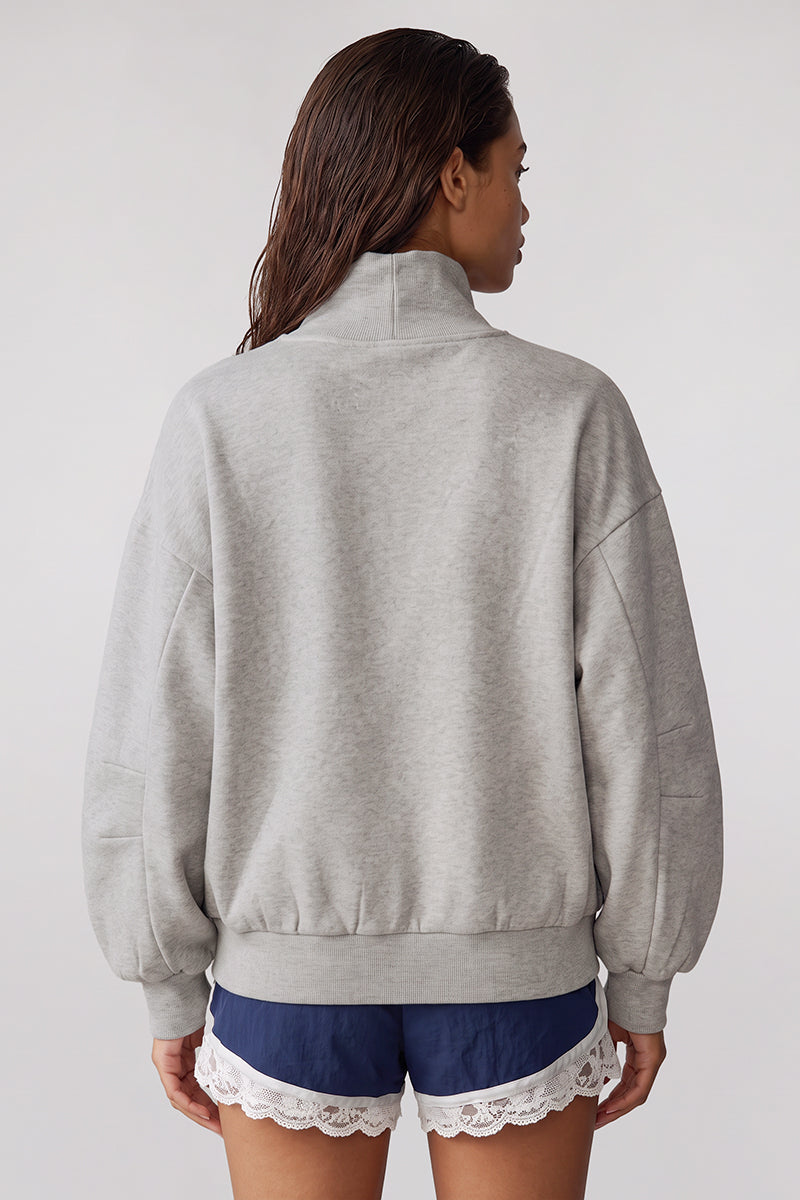 Women's Fall Solid Fleece Loose Mock Neck Sweatshirt