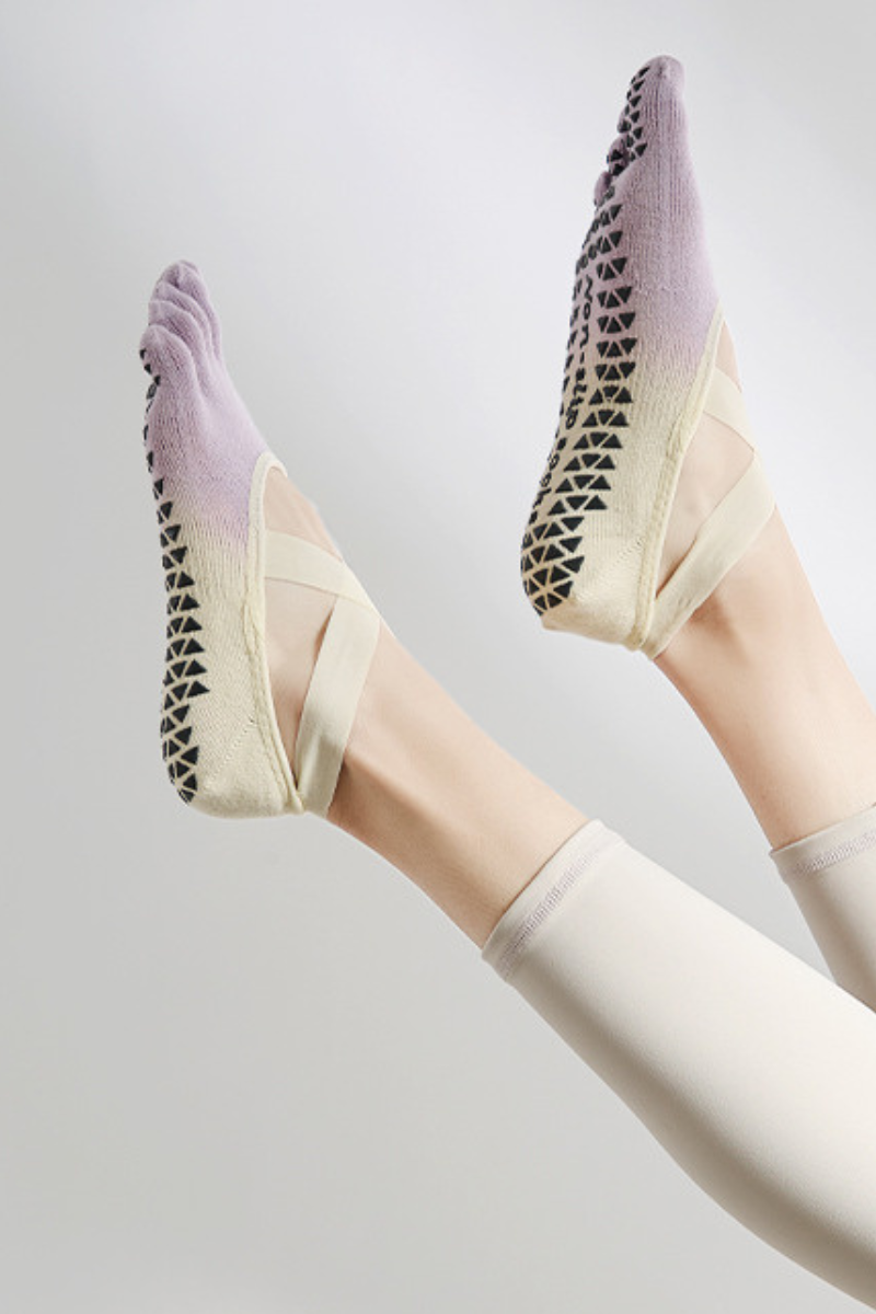 Women's Ombre Gradient Strappy Yoga Grip Five-Toe Socks