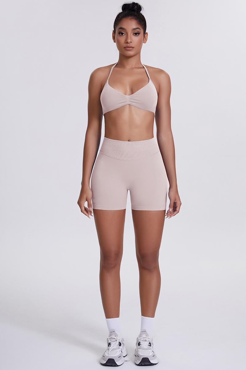 Women's Seamless Sports Bra & Athletic Shorts Two-Piece Set