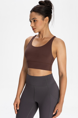 Cross-back exercise sports bra