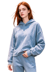 Women's Fall Vintage Washed Raw Hem Crop Boxy Hoodie