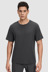 Men's Summer Basic Loose Round-Neck Breathable Solid Tee
