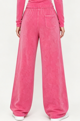 Unisex Fall Washed Adjustable Drawstring Hem Sweatpants