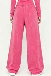 Unisex Fall Washed Adjustable Drawstring Hem Sweatpants