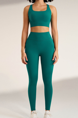 Women's Two-Piece Set:Cross Back Sports Bra & Yoga Leggings