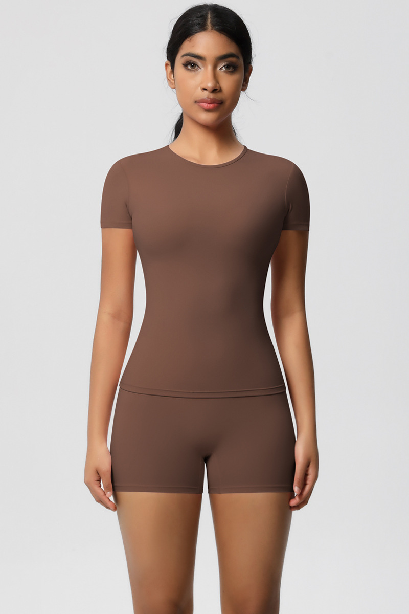 Women Yoga Set: Quick Dry Breathable Short Sleeve + Shorts