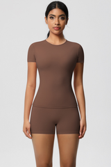 Women Yoga Set: Quick Dry Breathable Short Sleeve + Shorts