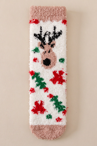Unisex Christmas Gift Cute Print Holiday Coral Fleece Socks