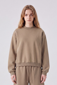Women's Fall Streetwear Boxy Mockneck Sweatshirt