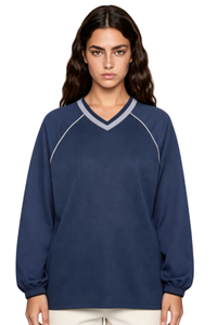 Women's Mesh V-Neck Raglan Color Block Long Sleeve Jersey