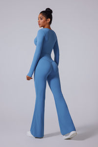 Women'S Brushed Tight Yoga Suit Set With Long Sleeves + Long Pants