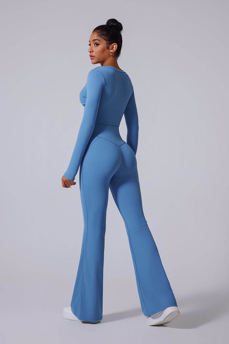 Women'S Brushed Tight Yoga Suit Set With Long Sleeves + Long Pants