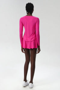 Women Plus-Size Sun Protection Slim-Fit Long Sleeve & Waist-Flutter Skort Sport Set