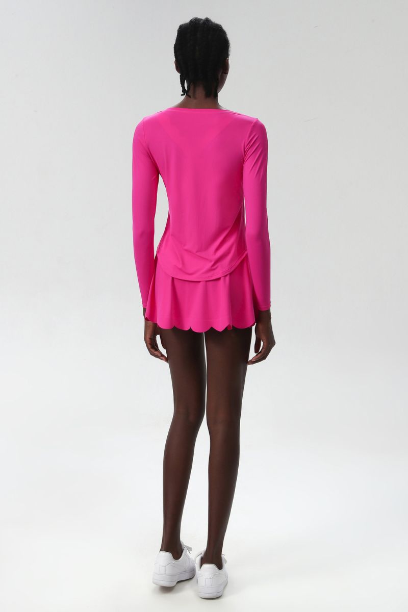 Women Plus-Size Sun Protection Slim-Fit Long Sleeve & Waist-Flutter Skort Sport Set