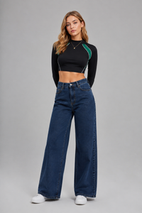 Women's High Waist Heavyweight Wide Leg Jeans