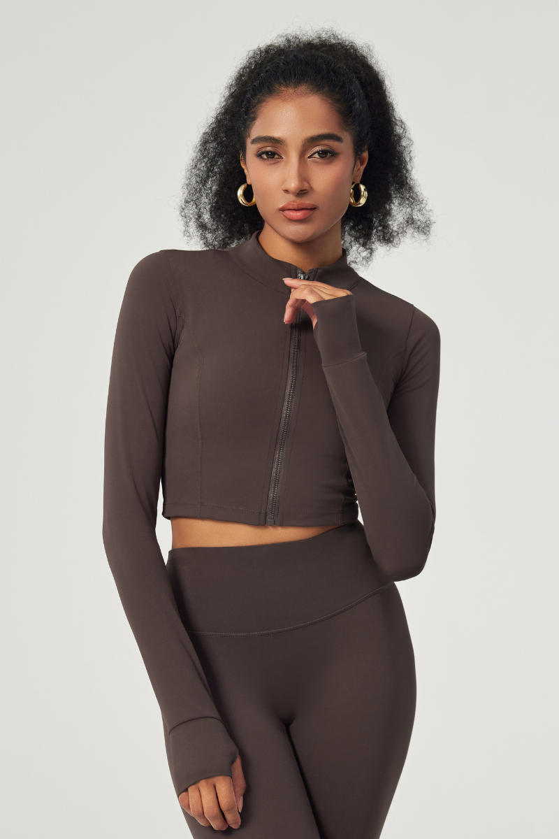 Women's Standing collar Cropped Yoga Jacket