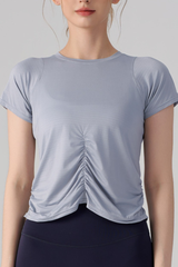 Women's Ruched Side Slim Raglan Sleeves  Athletic T-shirt