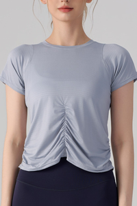 Women's Ruched Side Slim Raglan Sleeves  Athletic T-shirt